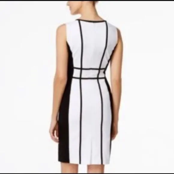 Calvin Klein Elegant Black and White Striped Dress Size 4‎ - Picture 3 of 10